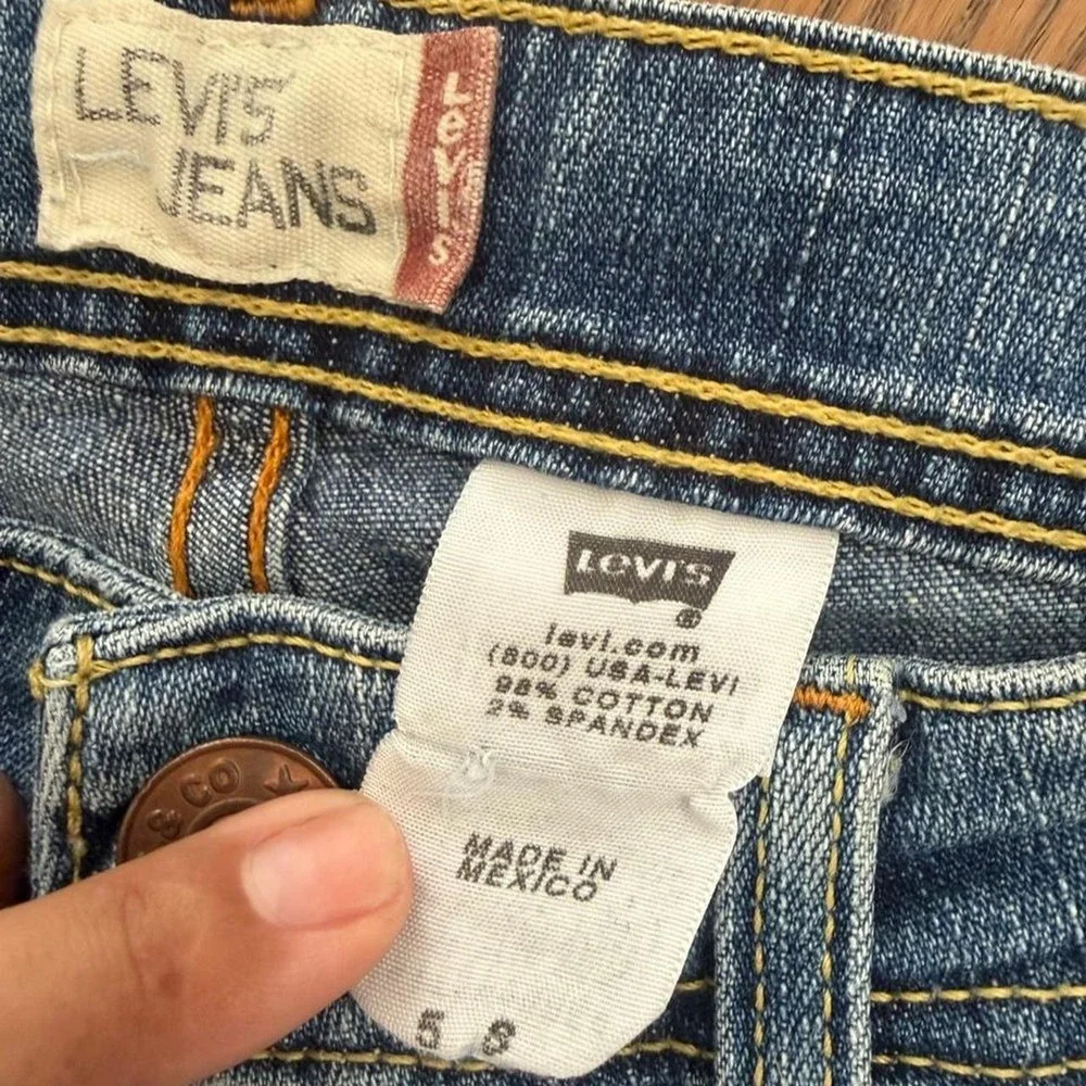 vintage levis 501 boot cut blue cotton spandex jeans women's size 5 western